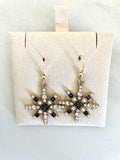 CC Swarovski Crystal & Pearl Snowflake Drop Earrings