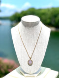 LV Purple & Gold Swarovski Halo Pendant Necklace