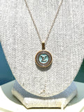 LV Swarovski Halo Pendant Necklace- BLUE