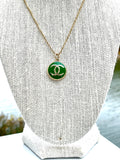CC Medallion Necklace- GREEN