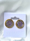 LV Purple & Gold Swarovski Crystal Stud Earrings