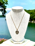 LV Pendant Necklace- BLACK/GOLD