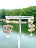 CC Crystal & Freshwater Pearl Drop Earrings