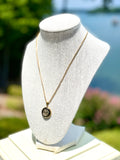 LV Pendant Necklace- BLACK/GOLD