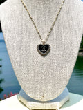 CC Halo Heart Necklace- BLACK