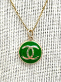 CC Medallion Necklace- GREEN