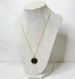 YSL Pendant Necklace-BLACK/GOLD