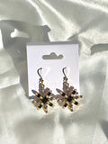 CC Swarovski Crystal & Pearl Snowflake Drop Earrings
