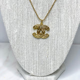 CC Quilted Logo Necklace- GOLD