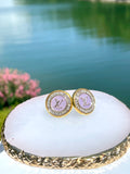 LV Purple & Gold Swarovski Crystal Stud Earrings