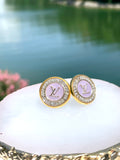 LV Purple & Gold Swarovski Crystal Stud Earrings