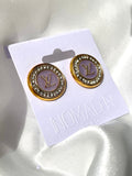 LV Purple & Gold Swarovski Crystal Stud Earrings