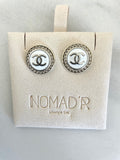 CC Small Classic Stud Earrings- WHITE/SILVER