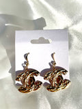 CC Quilted Drop Earrings- LIGHT GOLD