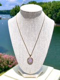 LV Purple & Gold Swarovski Halo Pendant Necklace