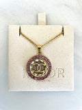 CC Rhinestone Halo Pendant Necklace- PURPLE