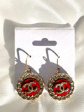 CC Halo Drop Earrings- RED