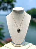 CC Halo Heart Necklace- BLACK
