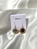 LV Swarovski Crystal Halo Drop Earrings- BLACK
