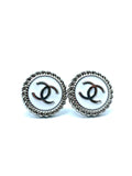 CC Small Classic Stud Earrings- WHITE/SILVER