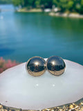 Chloé Dome Stud Earrings- GUNMETAL