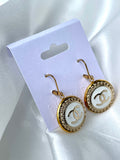 CC White & Gold Drop Earrings