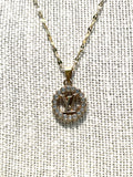 LV Swarovski Crystal Logo Necklace- GOLD