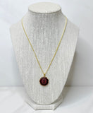 YSL Pendant Necklace- BURGUNDY
