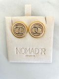 CC Basic Stud Earrings- BEIGE/GOLD