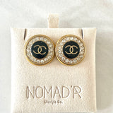 CC Crystal Halo Stud Earrings- BLACK