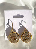CC Gold Disc Drop Earrings