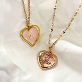 CC Crystal Heart Pendant- GOLD & PINK