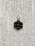 CC Petite Camellia Flower Necklace- BLACK