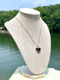 CC Halo Heart Necklace- BLACK