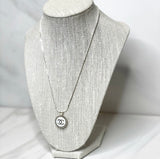 CC Classic Pendant Necklace- WHITE/SILVER