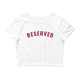 "Reserved- BURGUNDY" Women’s Crop Tee