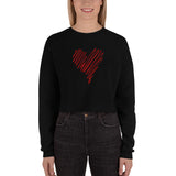 "Scribble Heart- RED" Crop Sweatshirt