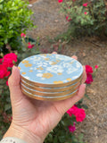 Light Blue Floral Coasters- Set of 4