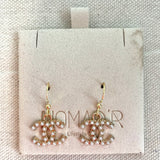 CC Pearl Drop Earrings- GOLD