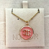 CC Disc Pendant Necklace- BLACK