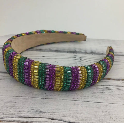 Mardi Gras Colors Beaded Headband