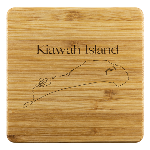 Kiawah Island Map Bamboo Coaster Set
