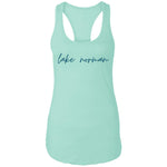 "Lake Norman- NAVY" Ladies Ideal Racerback Tank