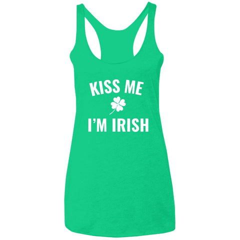 "Kiss Me I'm Irish" Ladies' Triblend Racerback Tank