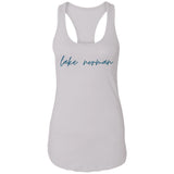 "Lake Norman- NAVY" Ladies Ideal Racerback Tank