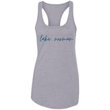 "Lake Norman- NAVY" Ladies Ideal Racerback Tank