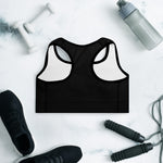 "NOMAD'R- BLACK/AQUA" Padded Sports Bra