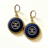 CC Medallion Drop Earrings- NAVY