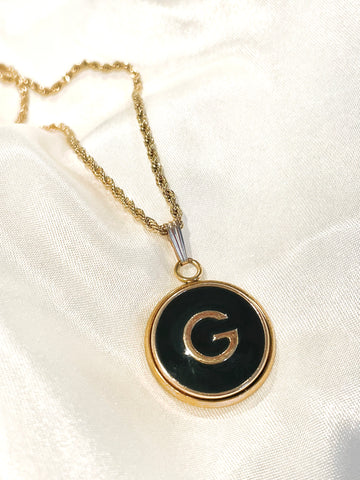 GG “G” Medallion Necklace- Hunter Green