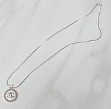 CC Classic Pendant Necklace- WHITE/SILVER